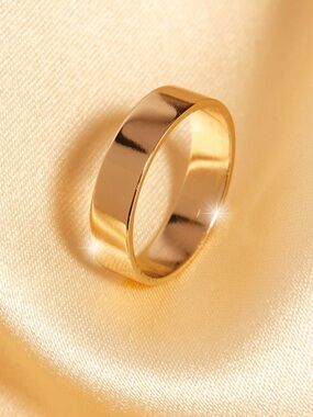 Aurate Modern Cigar Band, gold vermeil ring, size 7